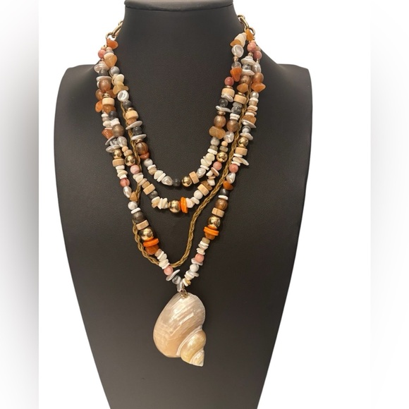 Free People Layered Bead and Shell Necklace NWT - Picture 3 of 4